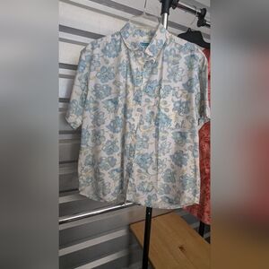 Light Blue Floral Casual Button Down Shirt